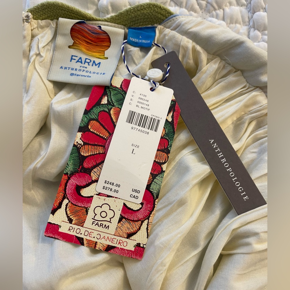 NWT Farm Rio Linen Blend Tiered Rickrack Midi Dress Large - Picture 10 of 10